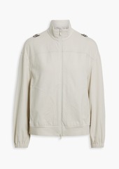 Brunello Cucinelli - Embellished cotton-blend jersey jacket - White - XXS