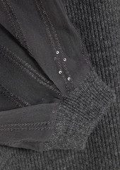 Brunello Cucinelli - Embellished georgette-paneled ribbed cashmere dress - Gray - L