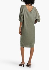 Brunello Cucinelli - Embellished linen and silk-blend midi dress - Green - L