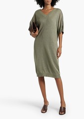 Brunello Cucinelli - Embellished linen and silk-blend midi dress - Green - L