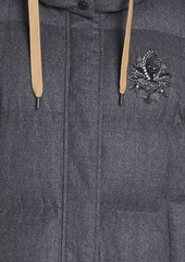 Brunello Cucinelli - Embellished quilted wool hooded coat - Gray - IT 50
