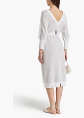 Brunello Cucinelli - Embellished ribbed linen and silk-blend midi dress - White - M