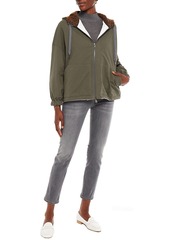 Brunello Cucinelli - Embellished shell and cotton-blend jersey hoodie - Green - M