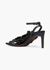 Brunello Cucinelli - Floral-appliquéd leather sandals - Black - EU 35.5