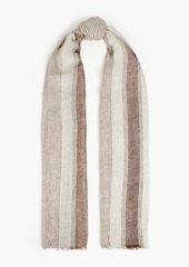 Brunello Cucinelli - Frayed metallic striped linen-blend gauze scarf - White - OneSize