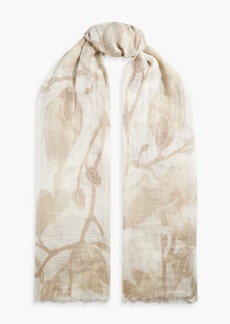 Brunello Cucinelli - Frayed printed linen scarf - Neutral - OneSize