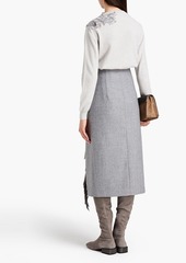 Brunello Cucinelli - Fringed wool-blend felt midi skirt - Gray - IT 36