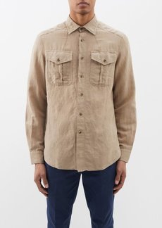 Brunello Cucinelli - Garment-dyed Linen-blend Shirt - Mens - Beige