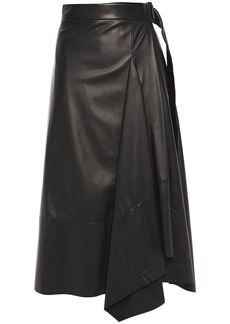 Brunello Cucinelli - Leather midi wrap skirt - Black - IT 42