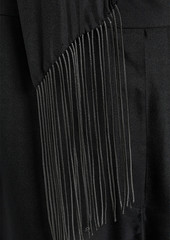 Brunello Cucinelli - One-sleeve fringed silk-twill jumpsuit - Black - M