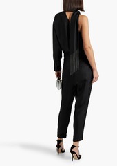 Brunello Cucinelli - One-sleeve fringed silk-twill jumpsuit - Black - M
