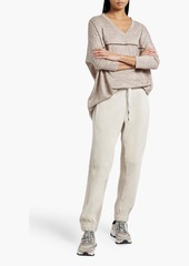 Brunello Cucinelli - Oversized bead-embellished linen-blend jersey top - Neutral - M