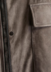 Brunello Cucinelli - Oversized bead-embellished suede hooded jacket - Neutral - IT 42