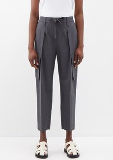 Brunello Cucinelli - Pleated Cropped Wool-blend Trousers - Womens - Grey