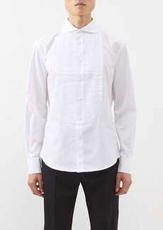 Brunello Cucinelli - Pleated-plastron Cotton-poplin Tuxedo Shirt - Mens - White