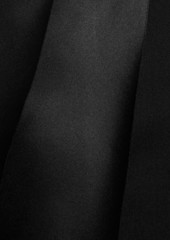 Brunello Cucinelli - Pleated satin-paneled wool midi wrap skirt - Black - IT 42