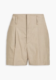 Brunello Cucinelli - Pleated striped cotton-blend shorts - Neutral - IT 40