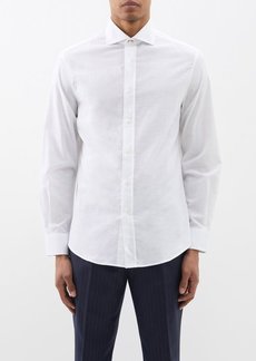 Brunello Cucinelli - Point-collar Cotton Shirt - Mens - White