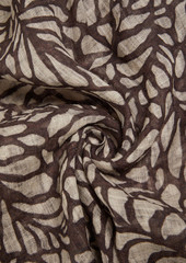 Brunello Cucinelli - Printed linen-gauze scarf - Gray - OneSize