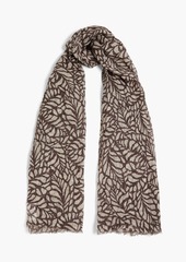 Brunello Cucinelli - Printed linen-gauze scarf - Gray - OneSize