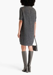 Brunello Cucinelli - Sequin-embellished metallic open-knit mini dress - Gray - L