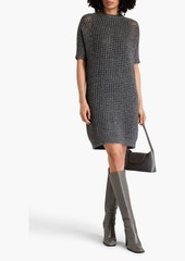 Brunello Cucinelli - Sequin-embellished metallic open-knit mini dress - Gray - L