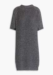 Brunello Cucinelli - Sequin-embellished metallic open-knit mini dress - Gray - L