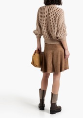Brunello Cucinelli - Sequin-embellished open-knit cashmere and silk-blend sweater - Neutral - L