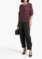 Brunello Cucinelli - Sequin-embellished open-knit cashmere and silk-blend sweater - Purple - M