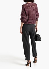Brunello Cucinelli - Sequin-embellished open-knit cashmere and silk-blend sweater - Purple - M