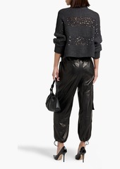 Brunello Cucinelli - Sequin-embellished open-knit cashmere turtleneck sweater - Gray - S