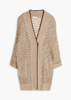 Brunello Cucinelli - Sequin-embellished open-knit linen and silk-blend cardigan - Neutral - XXS