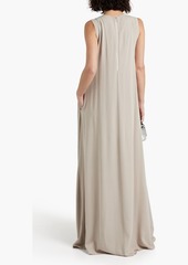 Brunello Cucinelli - Sequin-embellished silk crepe de chine maxi dress - Neutral - M