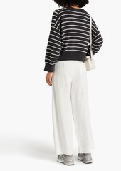 Brunello Cucinelli - Oversized sequin-embellished striped cotton sweater - Gray - XL