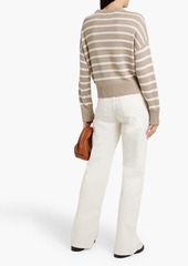 Brunello Cucinelli - Sequin-embellished striped linen and silk-blend sweater - Neutral - L