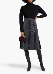 Brunello Cucinelli - Sequin-embellished striped wool-flannel midi skirt - Gray - IT 40