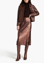 Brunello Cucinelli - Sequined crepe midi skirt - Brown - IT 38