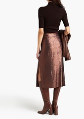 Brunello Cucinelli - Sequined crepe midi skirt - Brown - IT 38