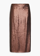 Brunello Cucinelli - Sequined crepe midi skirt - Brown - IT 38