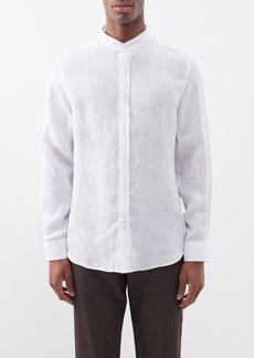 Brunello Cucinelli - Stand-collar Slubbed-linen Shirt - Mens - White