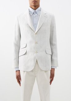 Brunello Cucinelli - Striped Linen Blazer - Mens - Light Grey