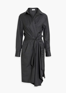 Brunello Cucinelli - Wool-crepe wrap dress - Gray - M