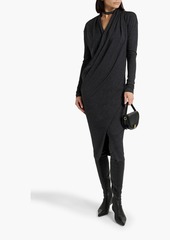 Brunello Cucinelli - Wrap-effect bead-embellished wool-blend jersey dress - Gray - XXS