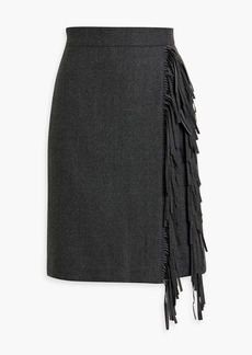 Brunello Cucinelli - Wrap-effect fringed wool-blend felt skirt - Gray - IT 36
