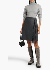 Brunello Cucinelli - Wrap-effect fringed wool-blend felt skirt - Gray - IT 36