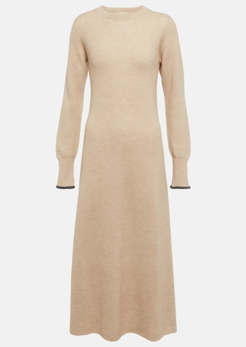 Brunello Cucinelli Alpaca and cotton-blend midi dress