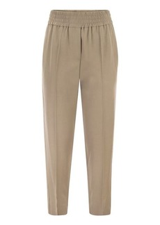 BRUNELLO CUCINELLI Baggy Cigarette trousers in viscose canvas and virgin wool
