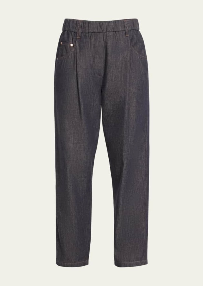 Brunello Cucinelli Baggy Denim Pull-On Pants