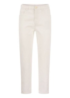 BRUNELLO CUCINELLI Baggy trousers in garment-dyed comfort denim with Shiny Tab
