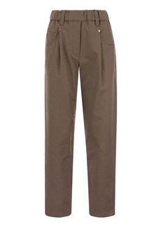 BRUNELLO CUCINELLI Baggy trousers in stretch cotton cover-up with Shiny Bartack